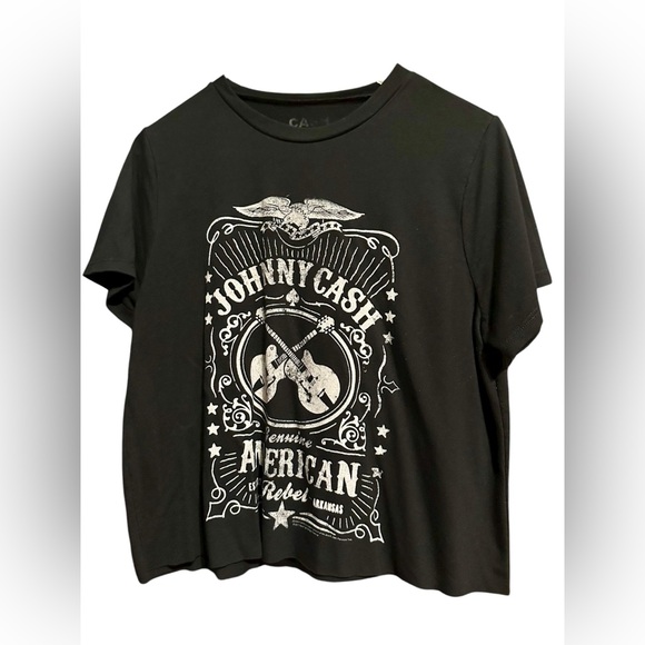 Johnny Cash Tops - JOHNNY CASH Genuine American Rebel Cut-Off T-Shirt Women's Size XL